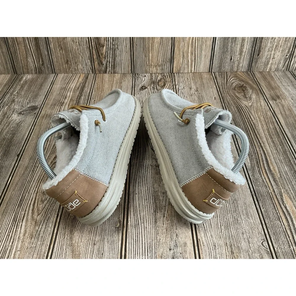 Hey Dude Wally Herringbone Grey Shoes Men's Slip on Loafers Size 8
